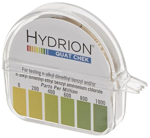 Hydrion Quat 0-1000 ppm Test Paper Kit